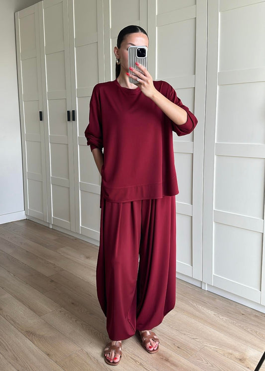 Şalvar Pantolonlu Modal Takım BORDO